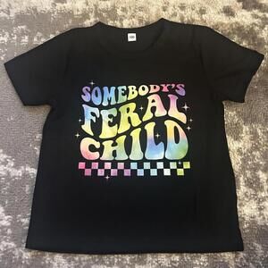 Toddler Black Short Sleeve Feral Child T-Shirt Size 100 (3T) (NEW)